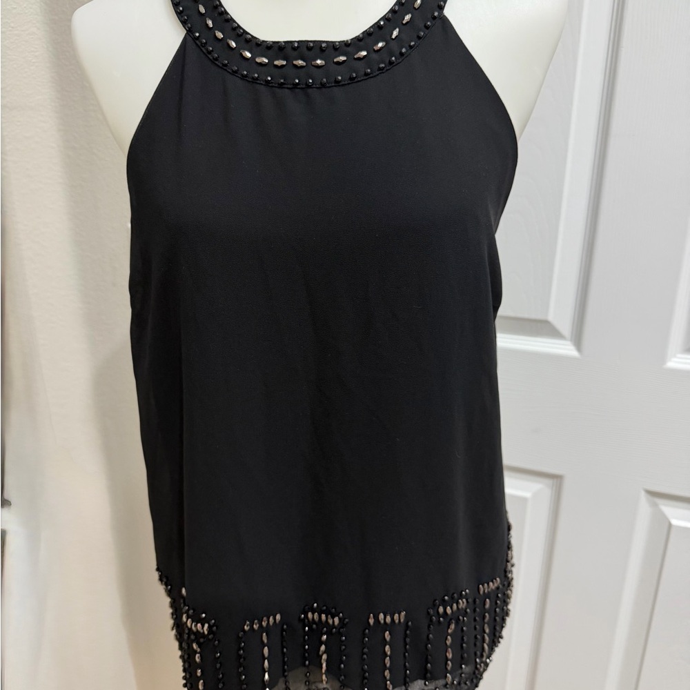 Skies Are Blue Black Studded Tank Top
